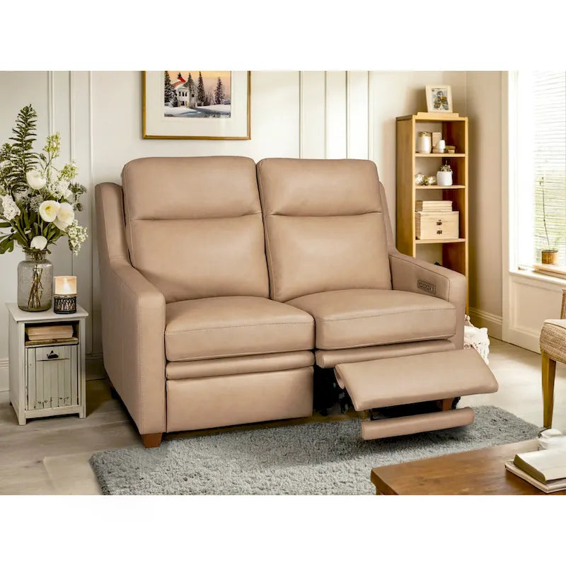 Canapé inclinable en cuir véritable 56, causeuse inclinable à triple moteur Zéro-mur avec ports USB et USB-C