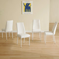 Lot de 4 Chaises de Salle à Manger Modernes, Chaises de Salle à Manger Rembourrées en Cuir avec Dossier à Rayures Verticales, Chaises de Cuisine avec Pieds en Métal
