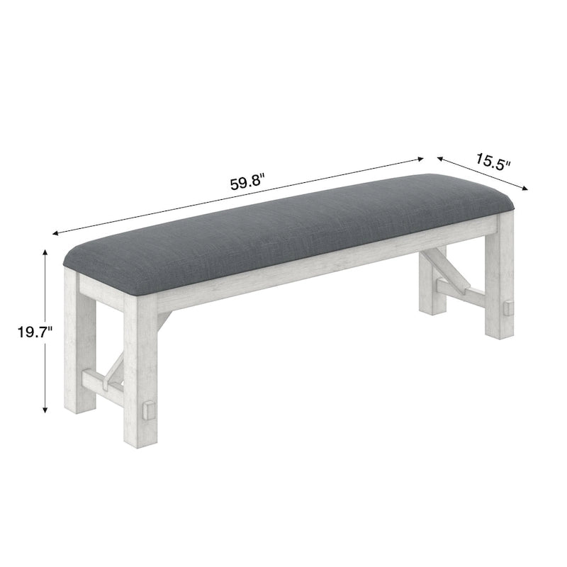 Ensemble table et chaises de salle à manger (avec banc) — Table à manger rectangulaire extensible en bois massif et chaises de salle à manger en bois massif