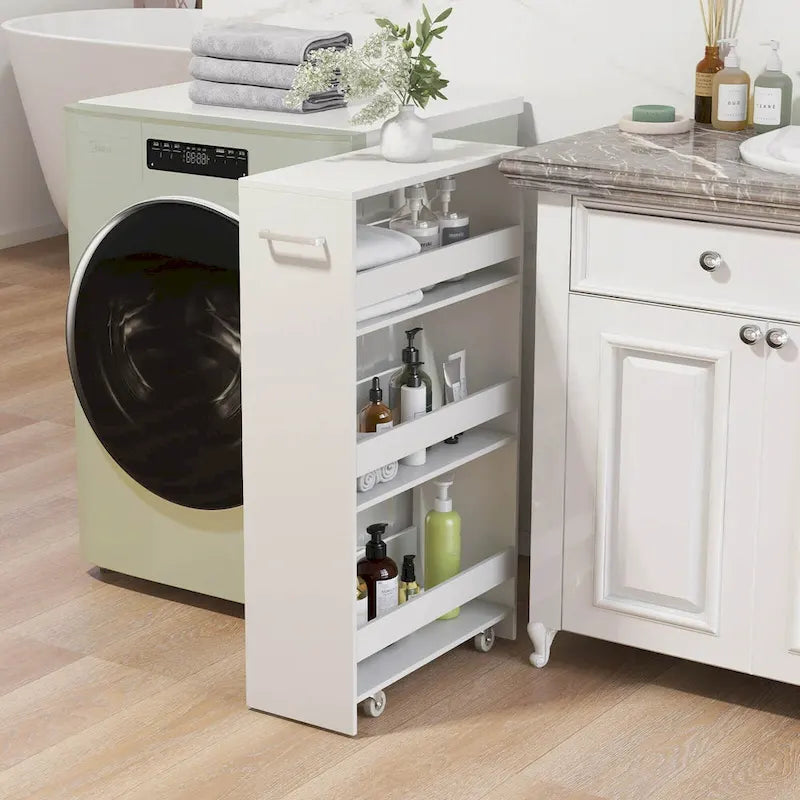 Chariot de rangement roulant à quatre niveaux, chariot de cuisine ultra-mince de 20 cm (avec roues)