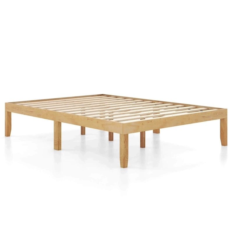 Cadre de lit en bois (simple / double / queen) — 14 lattes avec caoutchouc antidérapant