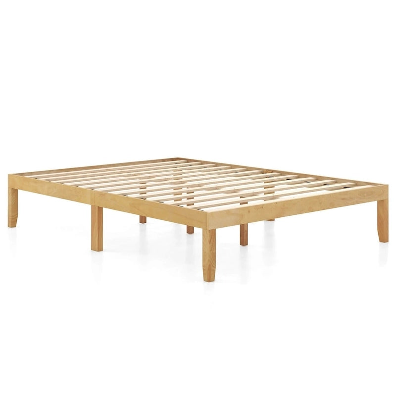 Cadre de lit en bois (simple / double / queen) — 14 lattes avec caoutchouc antidérapant