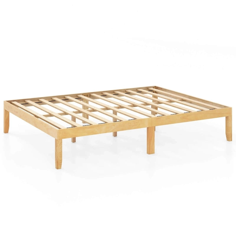 Cadre de lit en bois (simple / double / queen) — 14 lattes avec caoutchouc antidérapant