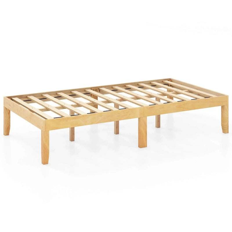 Cadre de lit en bois (simple / double / queen) — 14 lattes avec caoutchouc antidérapant