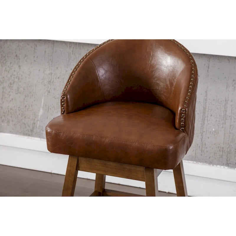 Lot de 2 tabourets de bar pivotants, tabourets de bar en PU hauteur comptoir avec accoudoirs, tabourets d'îlot de cuisine avec dossier et repose-pieds