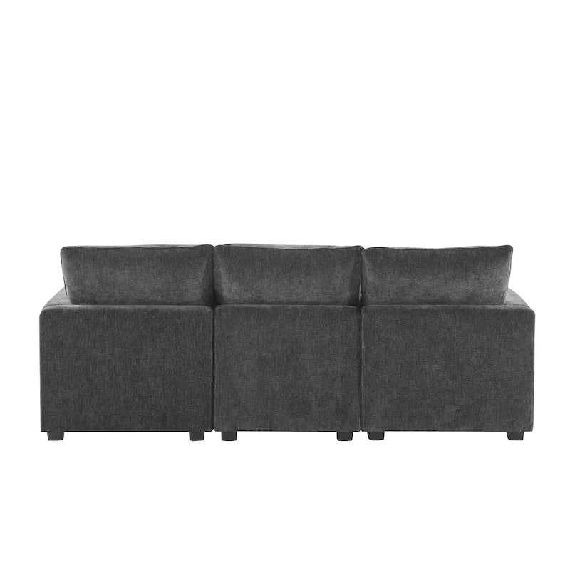 Canapé d'angle modulable en L, canapé sectionnel 4 places en chenille