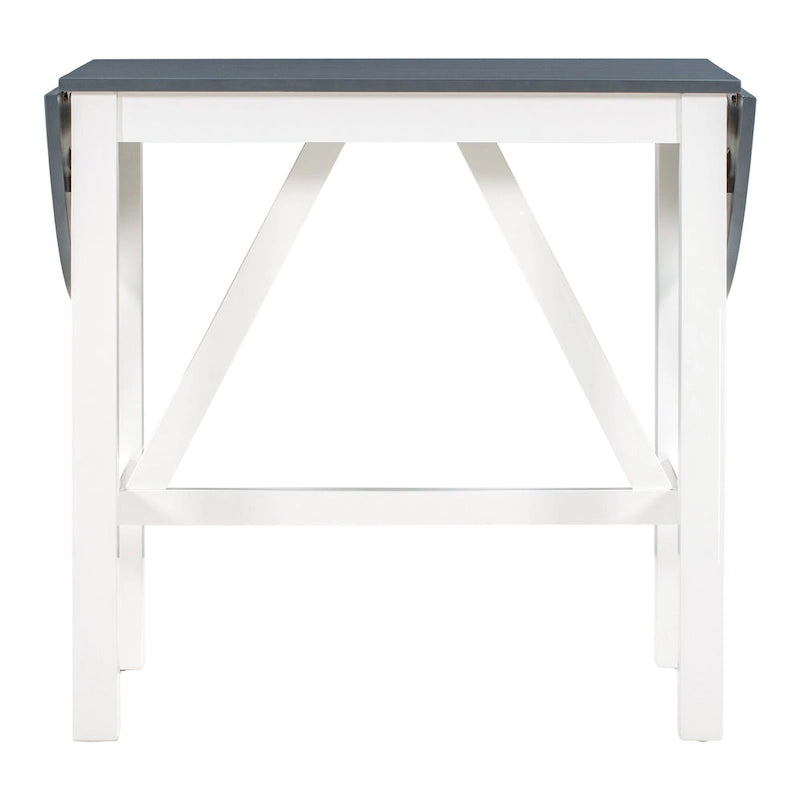 Ensemble de table à manger et 2 chaises en bois blanc 3 pièces à hauteur de comptoir avec rallonge à rabat