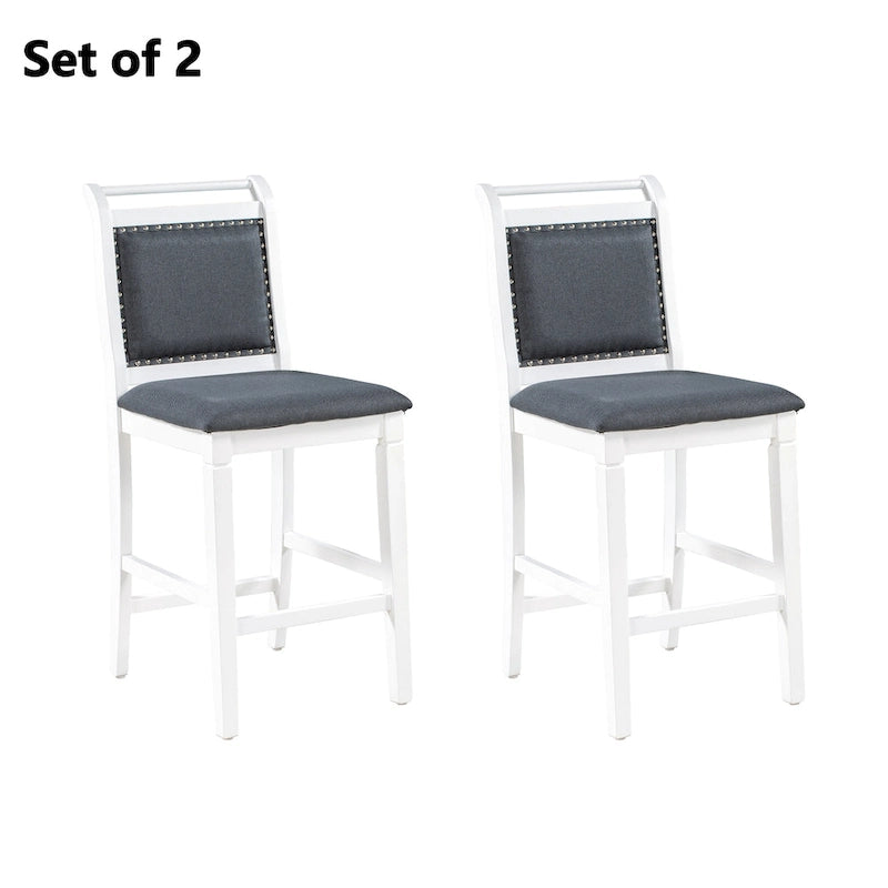Ensemble de table à manger et 2 chaises en bois blanc 3 pièces à hauteur de comptoir avec rallonge à rabat