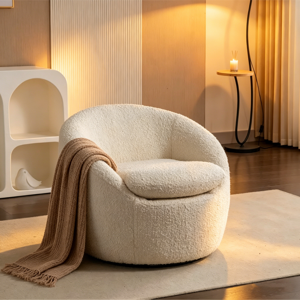 Fauteuil rembourré 31 Boucle avec base pivotante