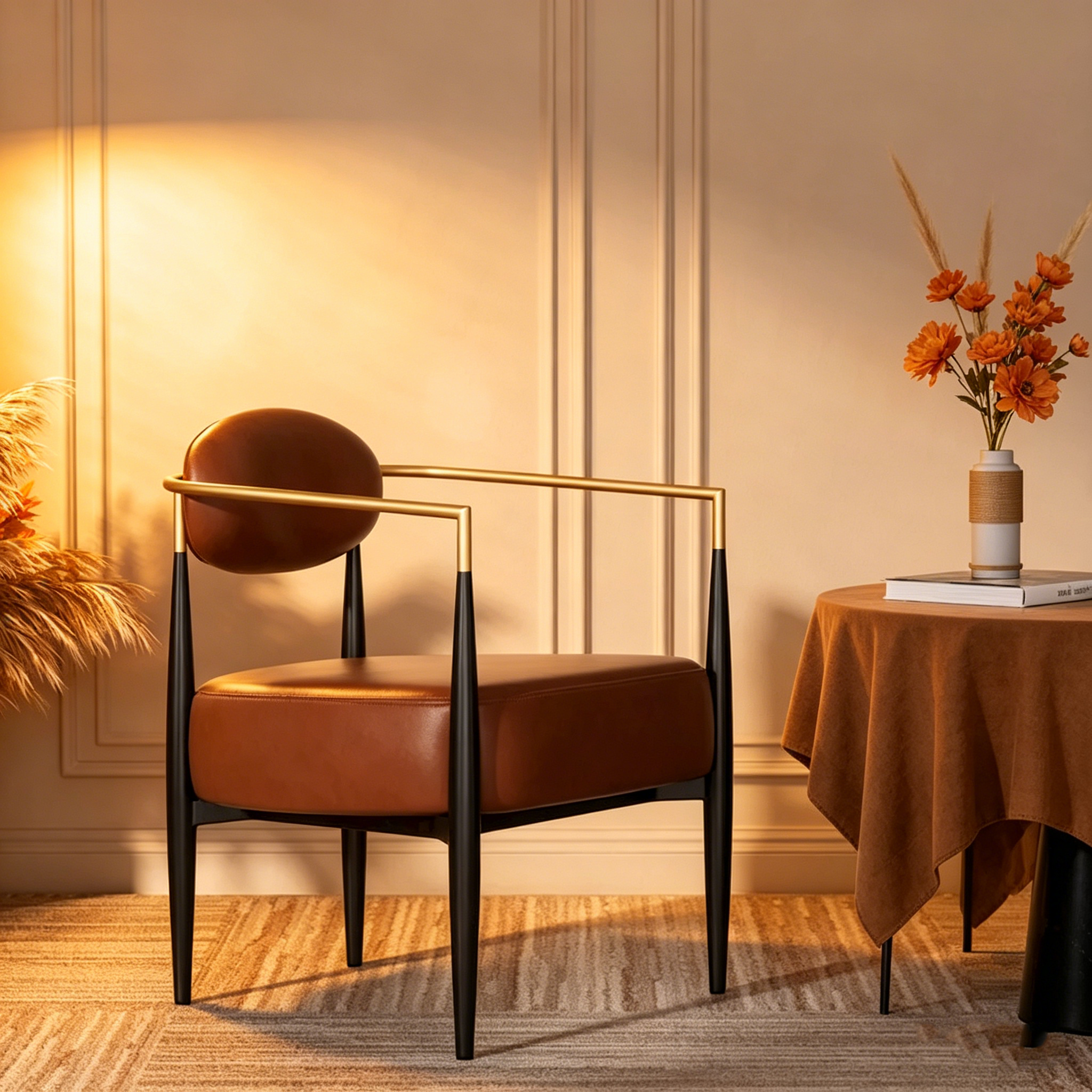 Chaise de salle à manger Boucle, chaise de salon avec coussin d'assise épais en peluche et cadre en métal élégant