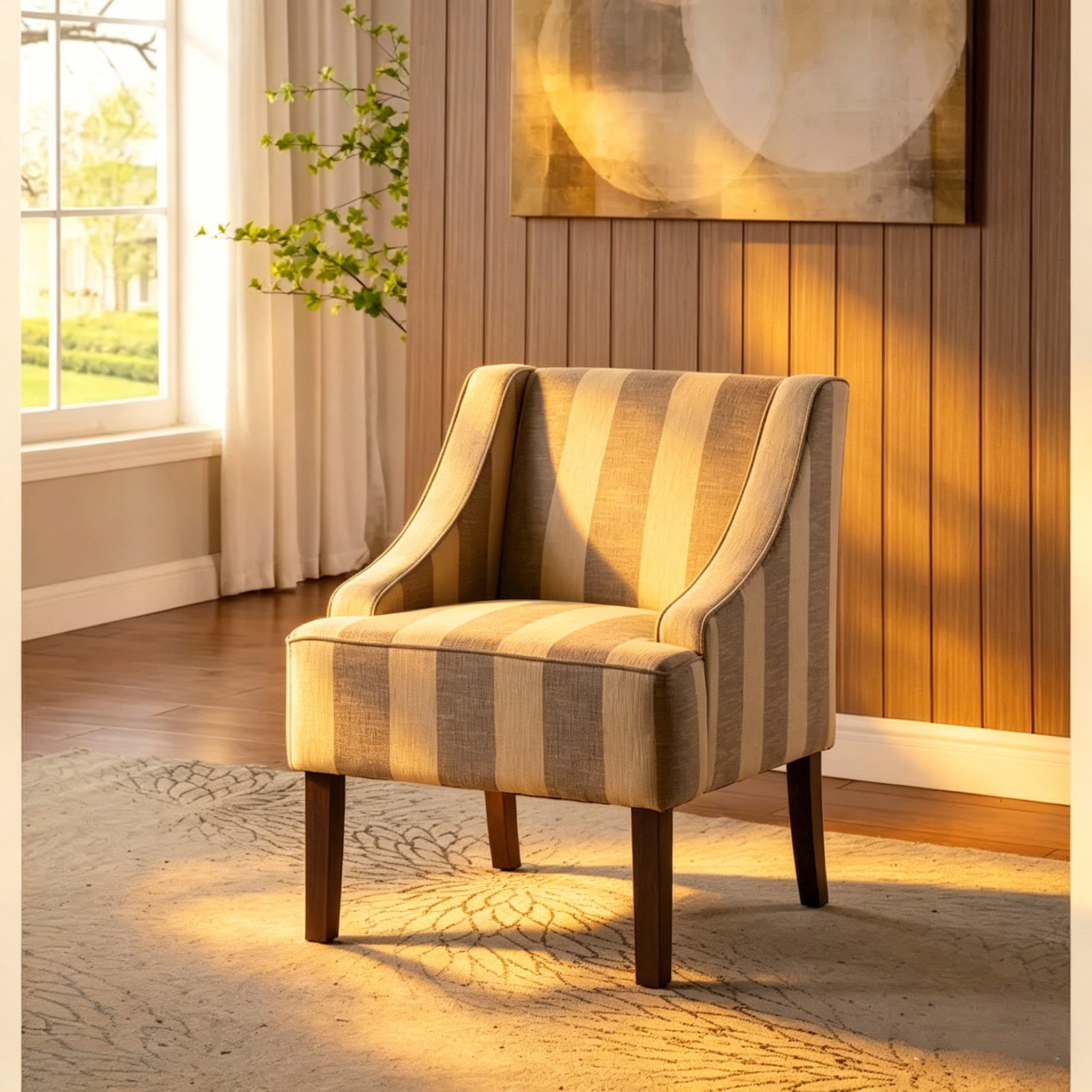 Fauteuil de détente classique avec accoudoirs incurvés
