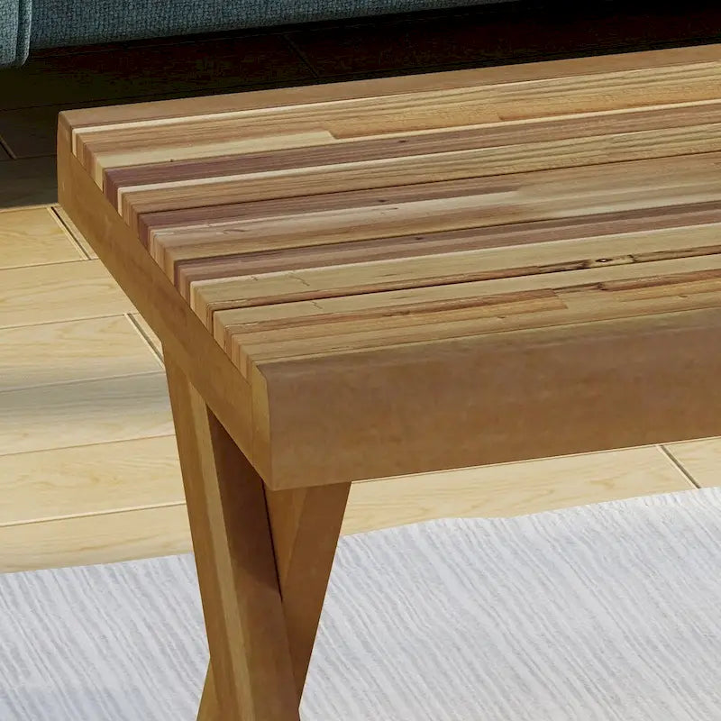 Table basse en bois d'acacia style ferme