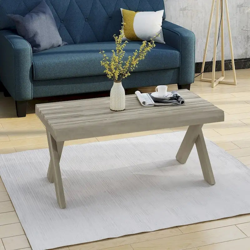 Table basse en bois d'acacia style ferme
