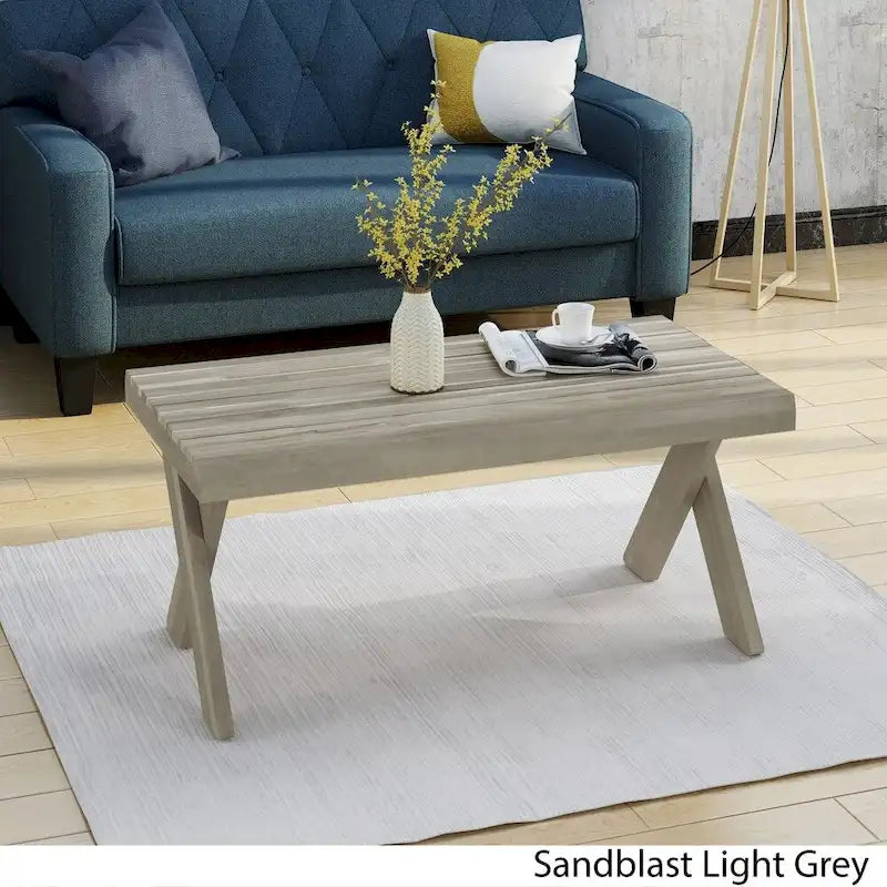 Table basse en bois d'acacia style ferme