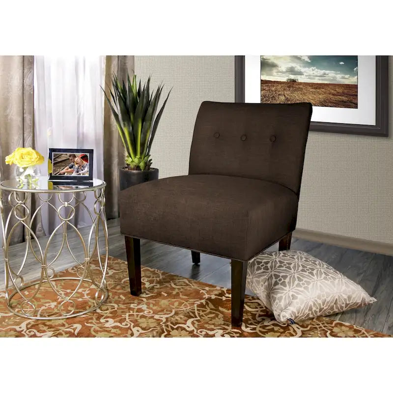 Fauteuil capitonné – Brownstone (vendu tel quel)