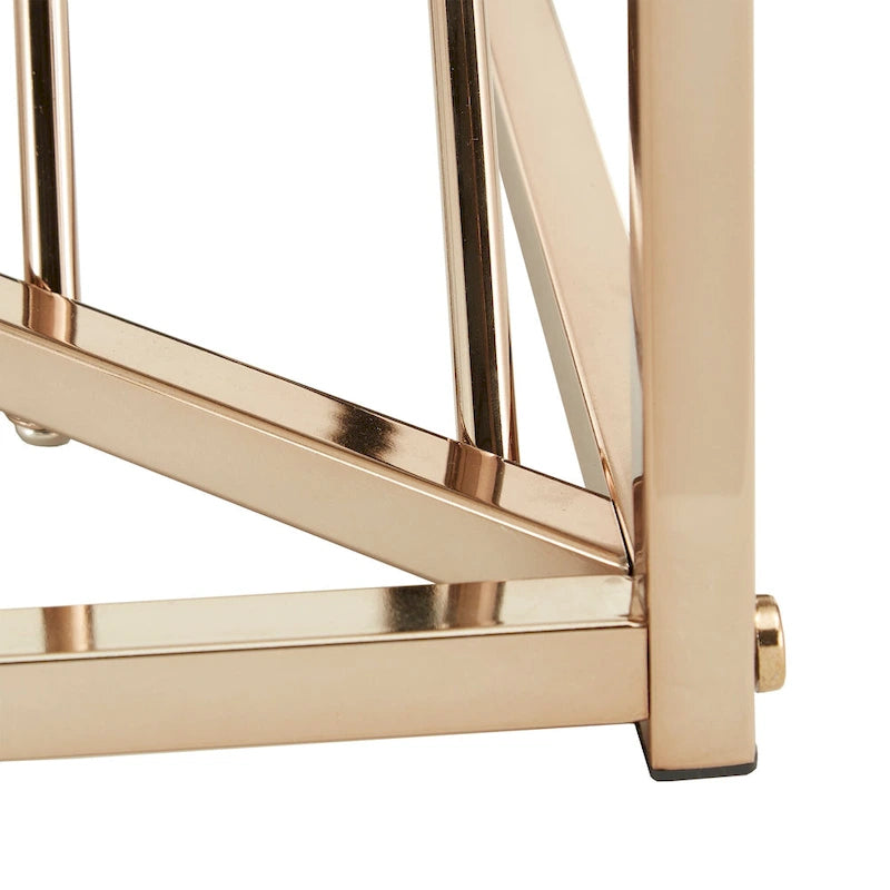 Table d'appoint carrée en métal avec plateau en verre