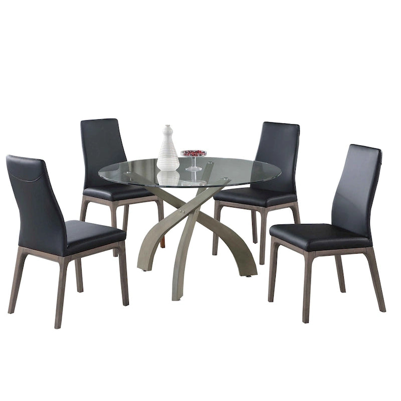 Ensemble table et chaises de salle à manger dépareillé (avec chaises de salle à manger noires)