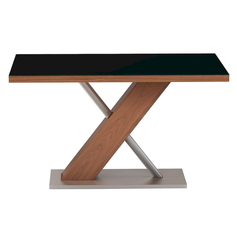 Ensemble de salle à manger et chaises en bois moderne, comprenant table à manger, buffet et banc.