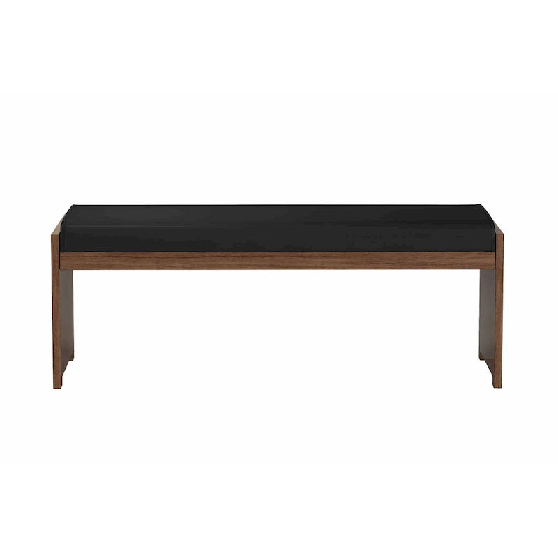 Ensemble de salle à manger et chaises en bois moderne, comprenant table à manger, buffet et banc.