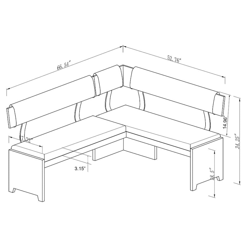 Ensemble de salle à manger et chaises en bois moderne, comprenant table à manger, buffet et banc.