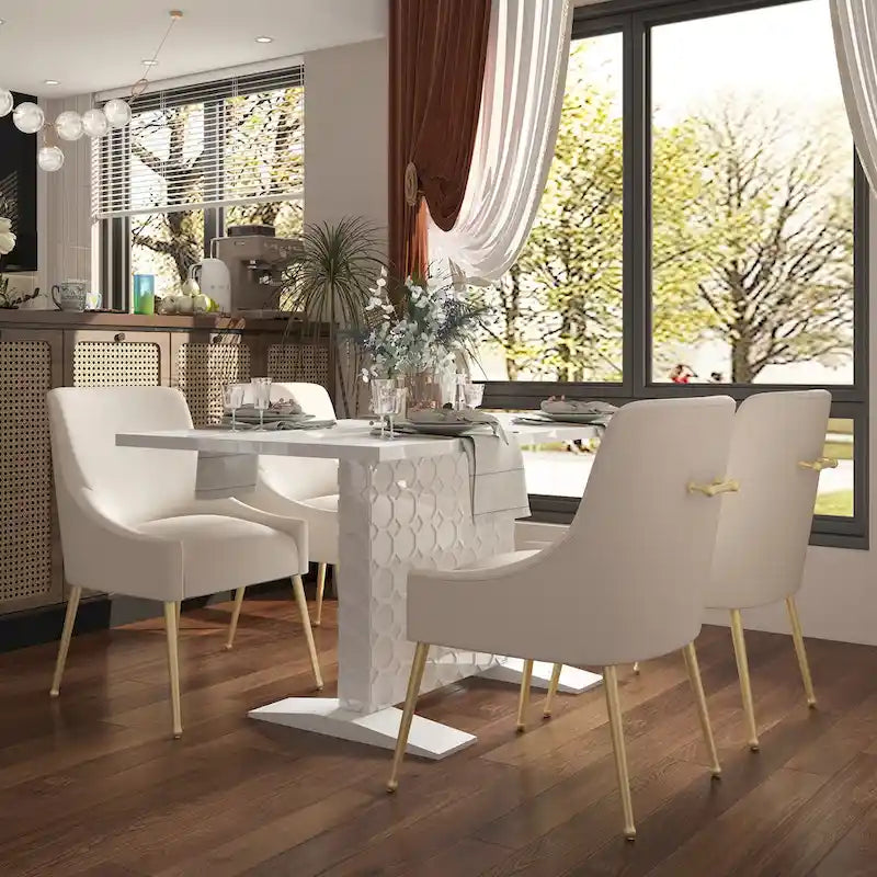 Table à manger extensible en bois laqué brillant (6 places)