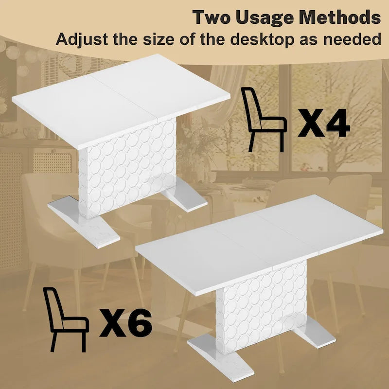 Table à manger extensible en bois laqué brillant (6 places)