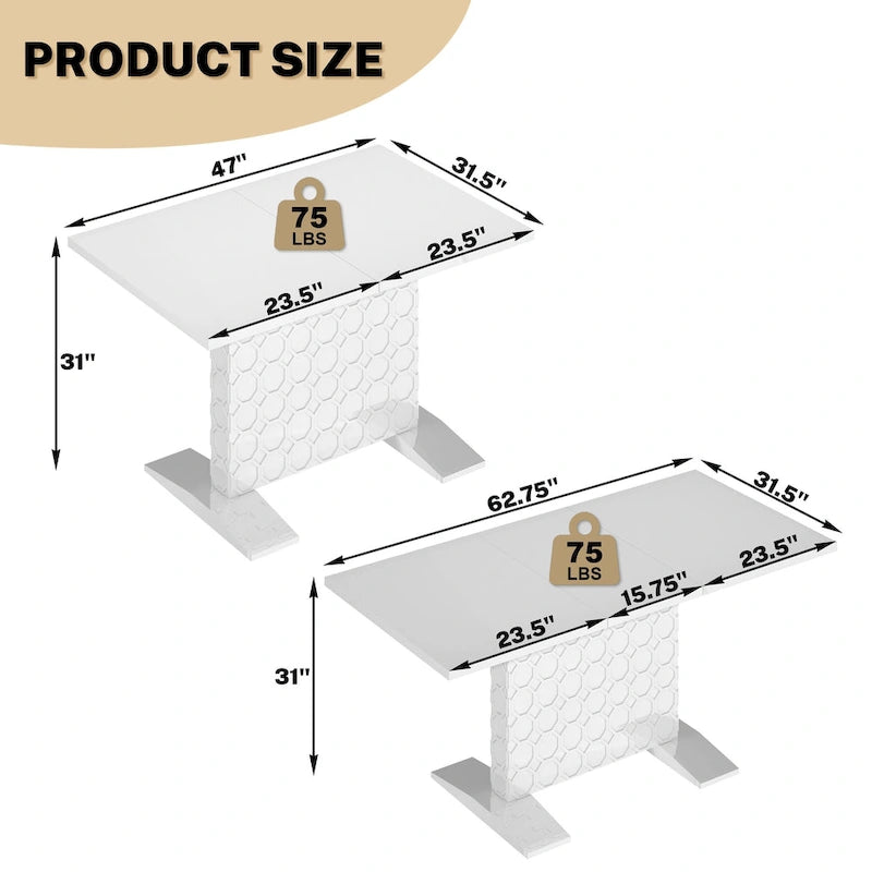 Table à manger extensible en bois laqué brillant (6 places)