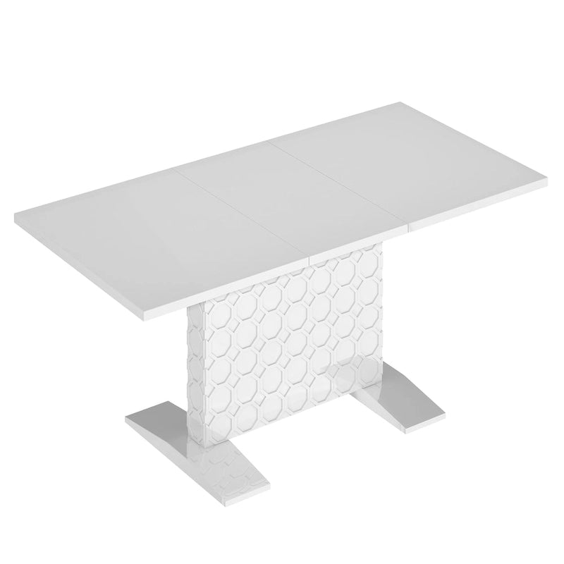 Table à manger extensible en bois laqué brillant (6 places)