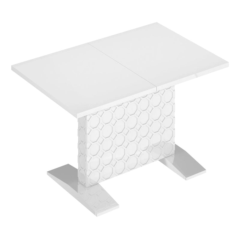 Table à manger extensible en bois laqué brillant (6 places)