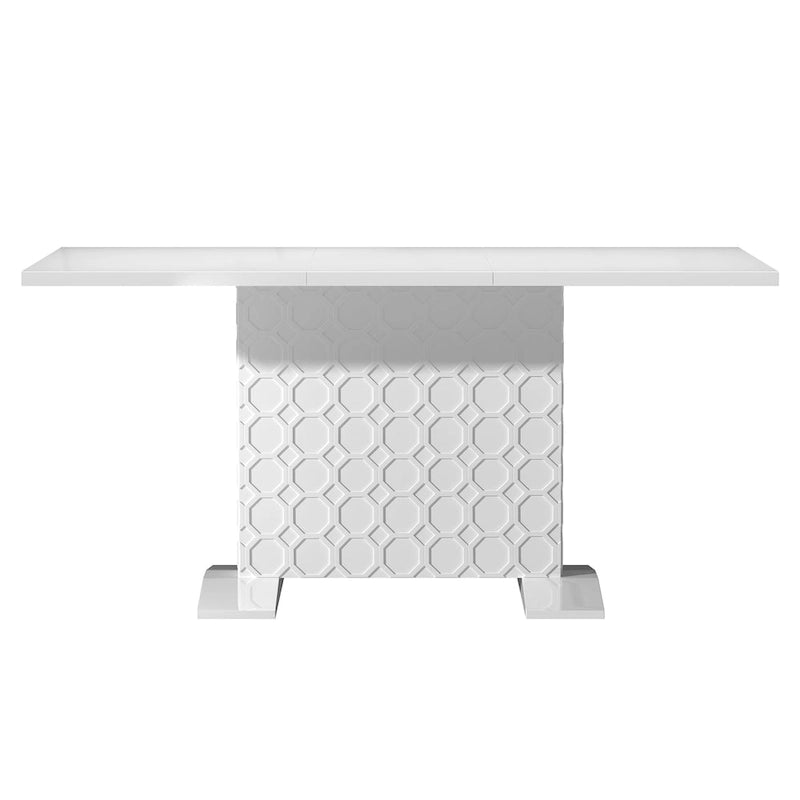 Table à manger extensible en bois laqué brillant (6 places)