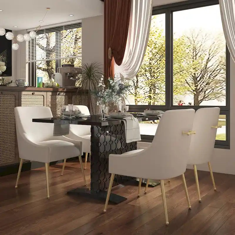 Table à manger extensible en bois laqué brillant (6 places)