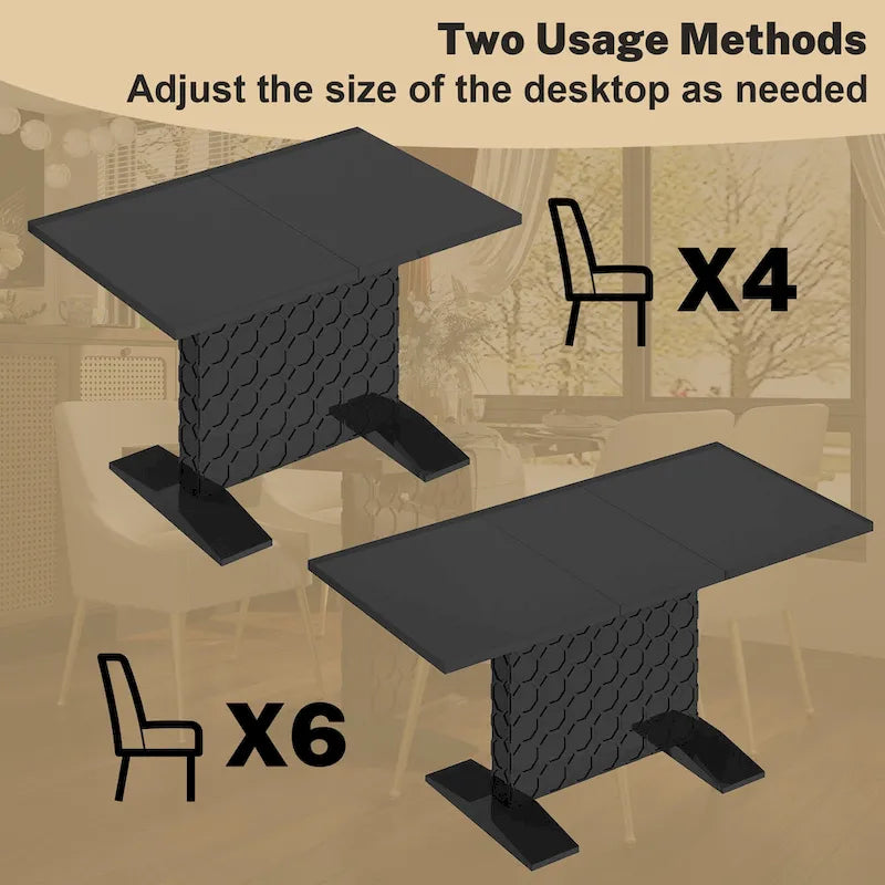 Table à manger extensible en bois laqué brillant (6 places)
