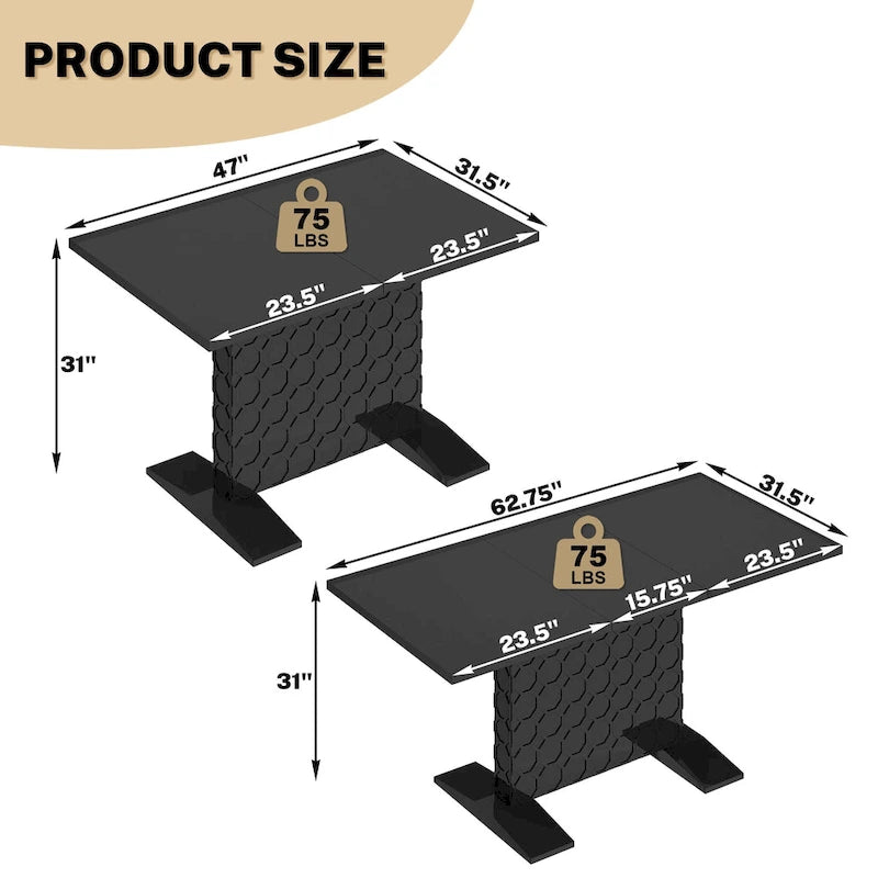 Table à manger extensible en bois laqué brillant (6 places)