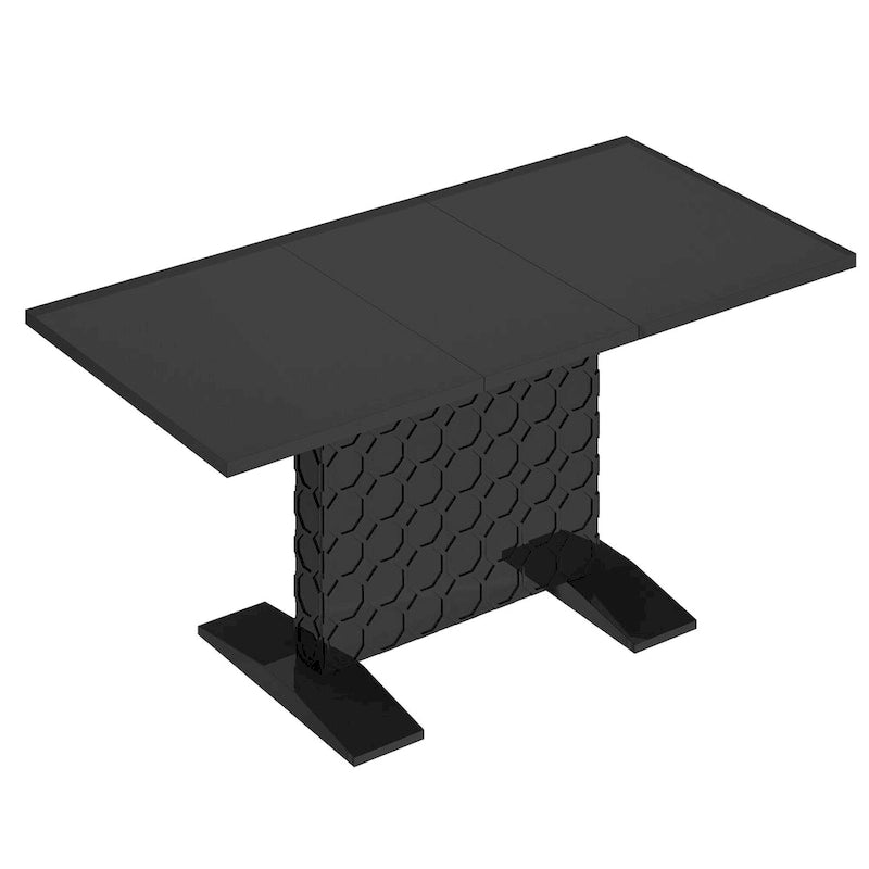 Table à manger extensible en bois laqué brillant (6 places)