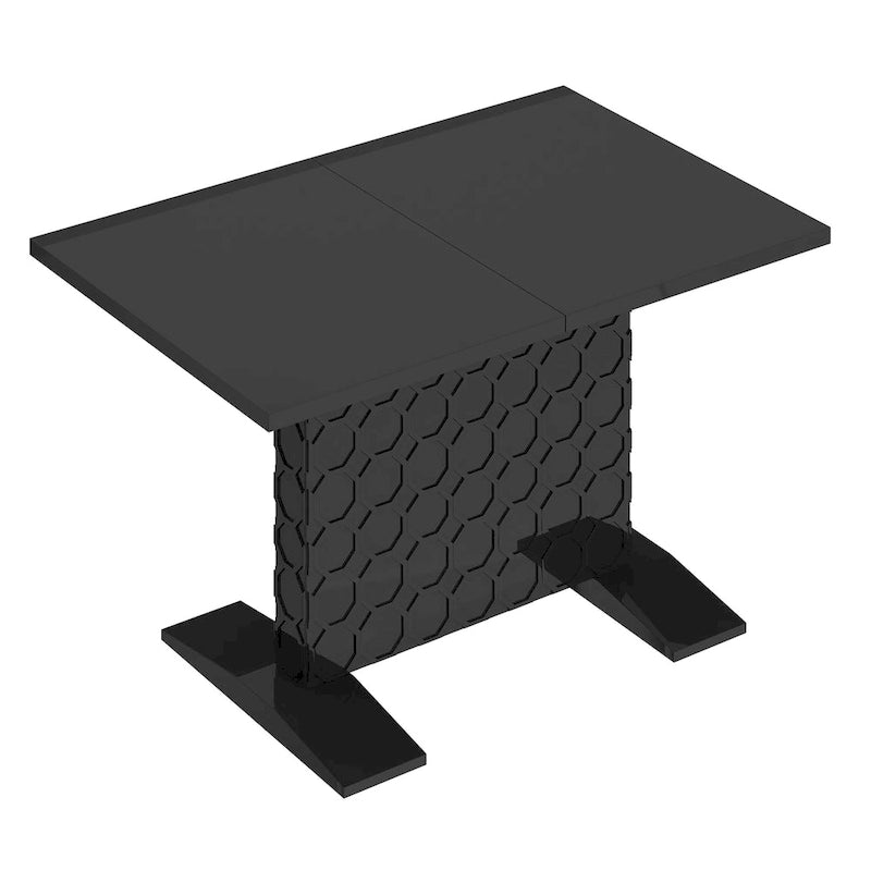 Table à manger extensible en bois laqué brillant (6 places)