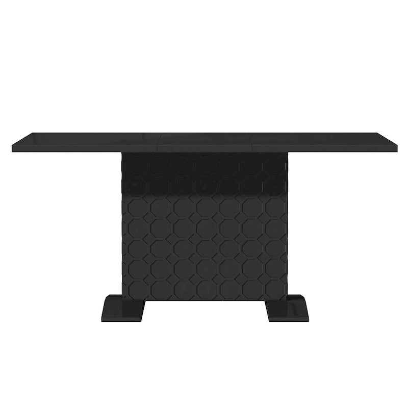 Table à manger extensible en bois laqué brillant (6 places)