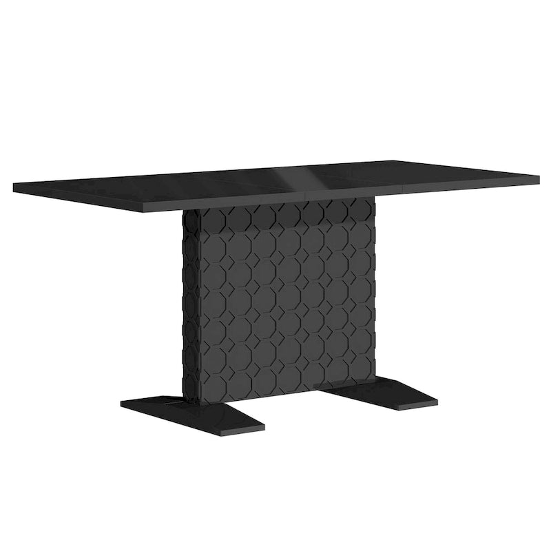 Table à manger extensible en bois laqué brillant (6 places)