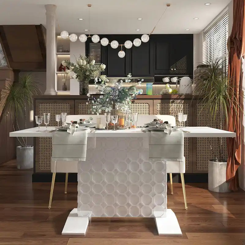 Table à manger extensible en bois laqué brillant (6 places)
