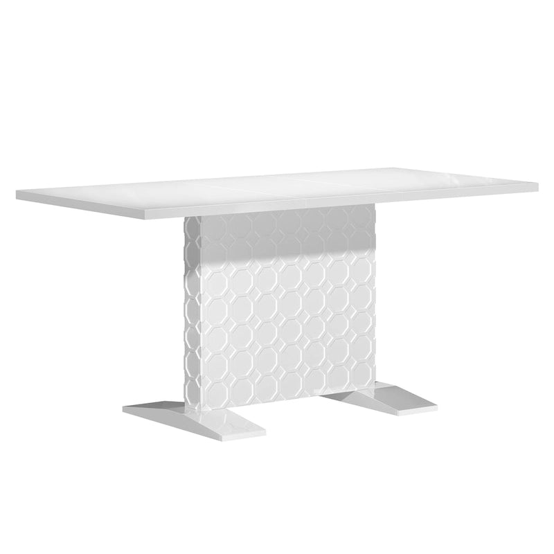 Table à manger extensible en bois laqué brillant (6 places)