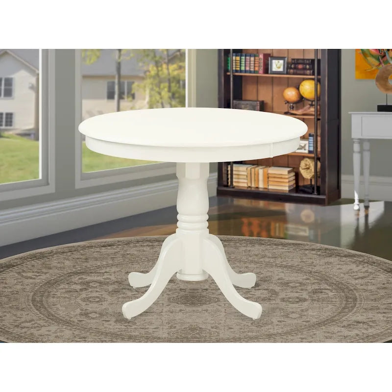 Table à manger rétro — Dessus rond avec pied central, Dimensions : 91,4 x 91,4 cm (Plusieurs finitions disponibles)