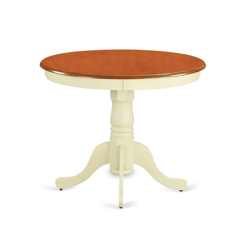 Table à manger rétro — Dessus rond avec pied central, Dimensions : 91,4 x 91,4 cm (Plusieurs finitions disponibles)