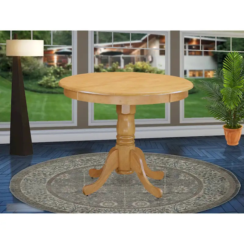Table à manger rétro — Dessus rond avec pied central, Dimensions : 91,4 x 91,4 cm (Plusieurs finitions disponibles)