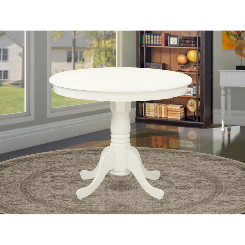 Table à manger rétro — Dessus rond avec pied central, Dimensions : 91,4 x 91,4 cm (Plusieurs finitions disponibles)