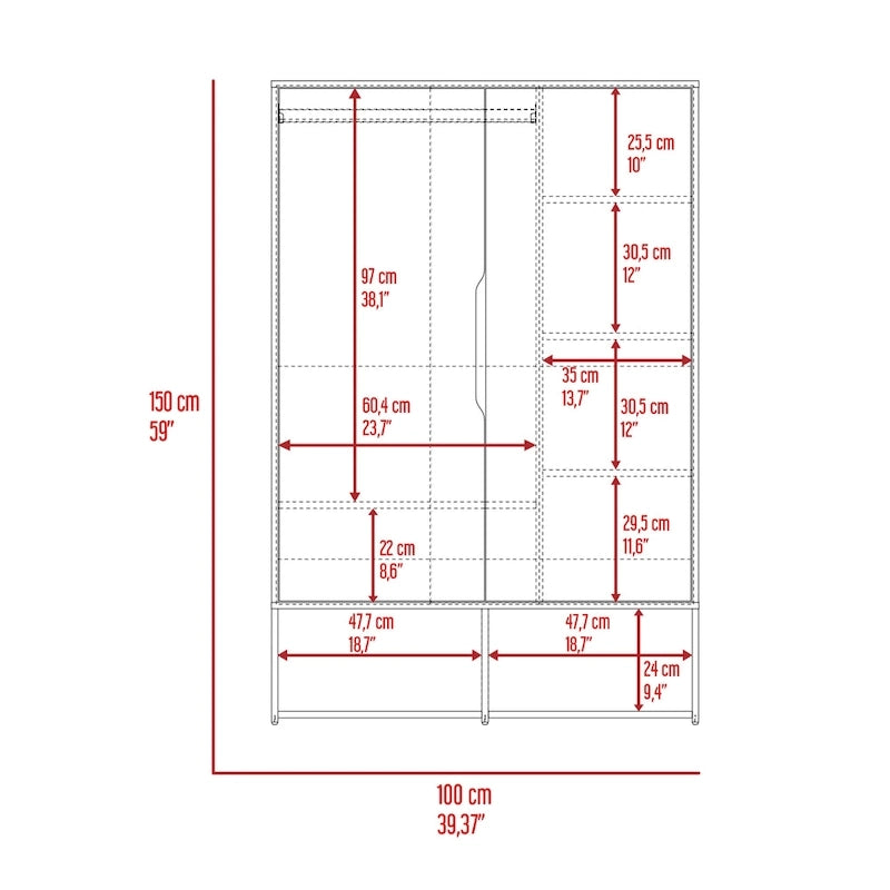 Armoire à deux portes (avec tringle)