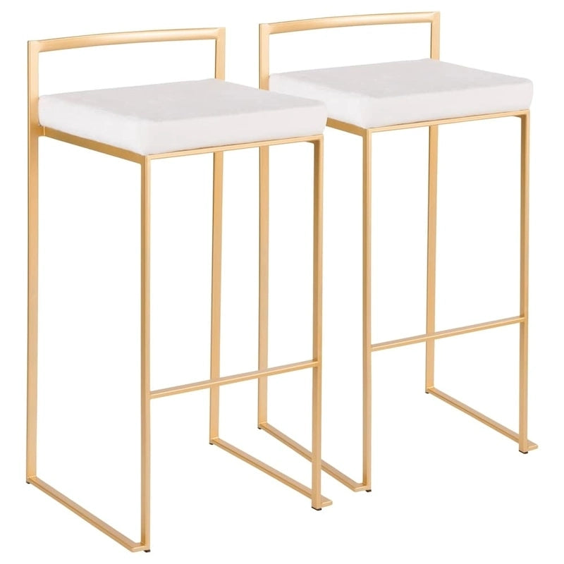 Tabourets de bar empilables dorés (lot de 2)