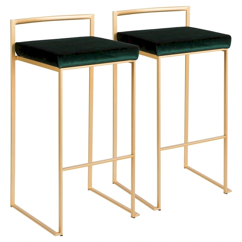 Tabourets de bar empilables dorés (lot de 2)