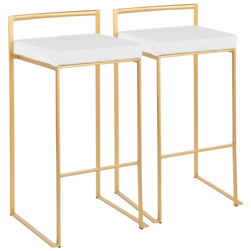 Tabourets de bar empilables dorés (lot de 2)