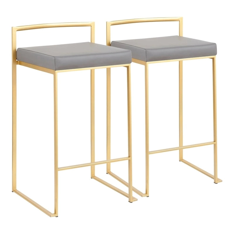 Tabourets de bar empilables dorés (lot de 2)