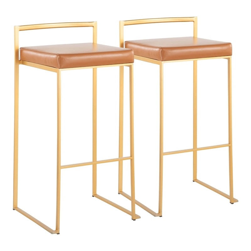 Tabourets de bar empilables dorés (lot de 2)
