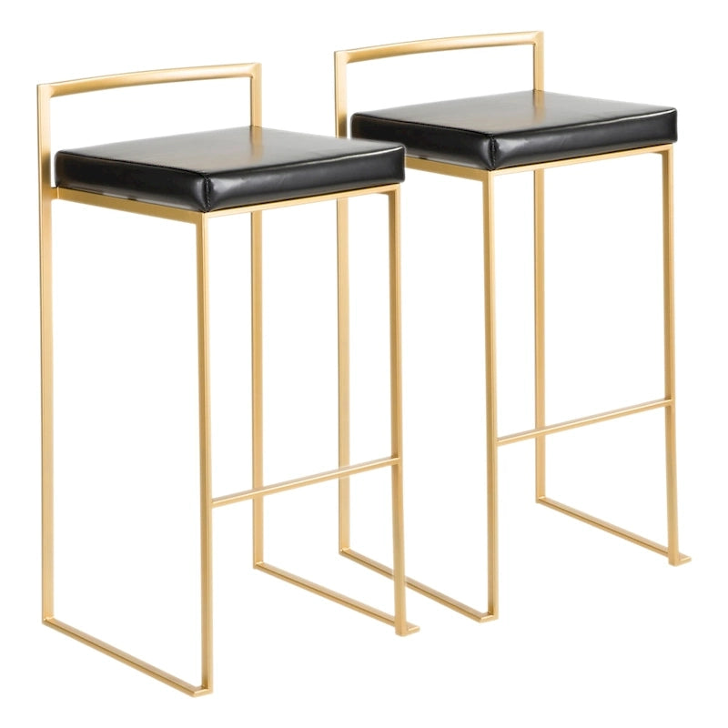 Tabourets de bar empilables dorés (lot de 2)